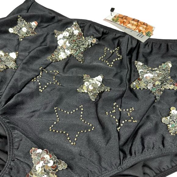 HER PONY Phoenix Bloomer Size 16 US 12 Black Star Sequin Beaded NWT Festival - Picture 2 of 11